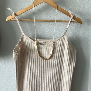 Oatmeal ribbed sleeveless maxi dress